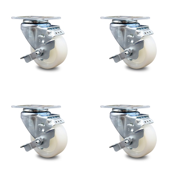 3 Inch Nylon Wheel Swivel Top Plate Caster Set with Brake